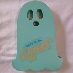 Handmade Teal Ghost Decor Inspirational Text Message Halloween Gothic Whimsigoth